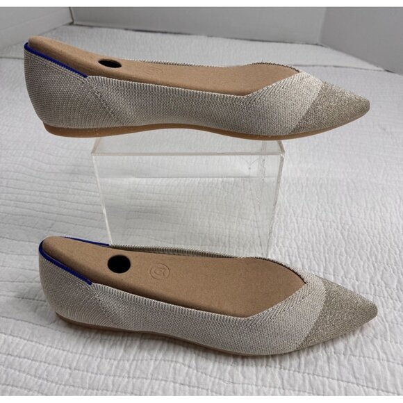 Rothys Womens Diamond Metallic Neutral Tone Pointed-Toe Flats SZ 13 NEW - Picture 1 of 6